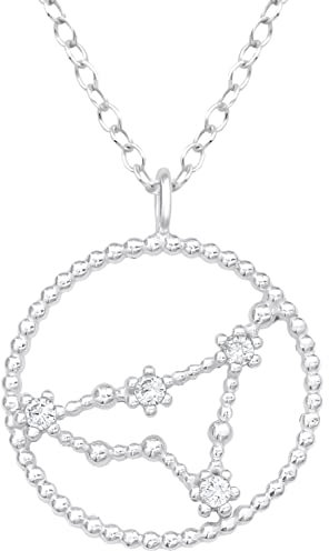 EYS JEWELRY Sternzeichen Kette Steinbock Halskette Damen Silber 925 mit Anhänger Sternbild Zirkonia Kristalle Geschenke für Frauen Freundin Silberkette 45 cm im Schmucketui