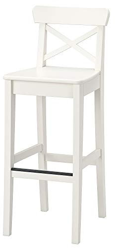 IKEA INGOLF Barhocker mit Rückenlehne, 74 cm, Weiß