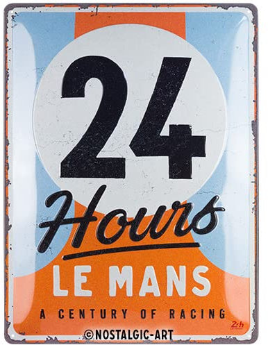 Nostalgic-Art Retro Blechschild, 30 x 40 cm, 24h Le Mans – A Century of Racing – Geschenk-Idee für Motor-Fans, Original Lizenzprodukt (OLP), aus Metall, Vintage Design, Blechschilder Sprüche