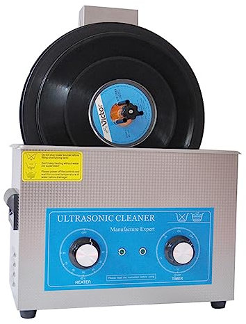 PARFCO Limpiador ultrasónico de Discos de Vinilo de 6,5 l, Limpieza por vibración de Doble frecuencia, Temporizador de 0 a 30 Minutos y Control de Temperatura, Limpieza de 1 a 6 Discos de Vinilo