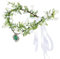 Künstliche Blumen Haarschmuck, Elfenkrone Blumenkranz Haare Kopfschmuck Braut Haarschmuck mit Band, Blumen Haarreif Tiara für Halloween, Hochzeit, Cosplay, Foto Requisiten, Festival (Weiße Blume)