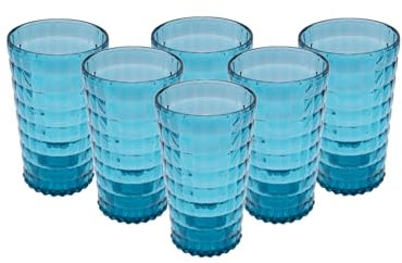PRISMA - 6er-Pack 750 ml Glas. Bauhaus-Modell, türkisfarben. Großes, wiederverwendbares, BPA-freies Polycarbonatglas.