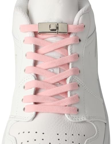 CCSOFTIME Lacets Élastiques Autobloquants pour Enfants Adultes,Lacets Chaussures Elastique Sans Noeud avec Fermoir pour Chaussures,Baskets et Bottes,Rose