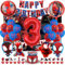 Kindergeburtstag Deko 3 Jahre, Spider Luftballons Geburtstagsdeko Themed Party Set Happy Birthday Banner, Rrunde Charakter Ballon Hintergrunddekoration und Latexballons für Junge und Mädchen