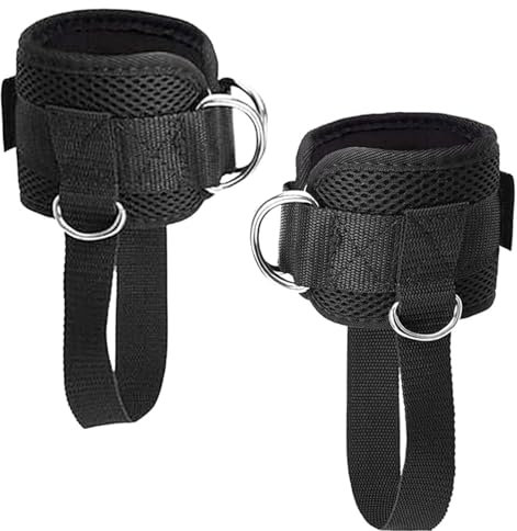 JJiaoLinin Ankle Straps, 2 pièces Sangles de Cheville avec Anneaux en D Sangle Cheville Musculation Poulie Sangle de Cheville Réglable Gymnastique pour entraînement de Fitness pour Hommes et Femmes