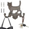 LUHEVIDIA Garderobenhaken,vintage kleiderhaken,17cm garderobenhaken rustikale,Niedlicher Katzen-Doppelhaken aus Gusseisen,Schäbiger Landhausstil-Inklusive Installationsmaterial (Katze)