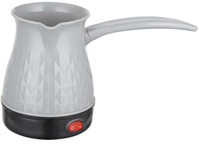 Milageto Espressokocher, 500 ml elektrische türkische Kaffeekanne, Edelstahl-Kaffeekessel, Teekessel mit Henkel, Wasserkocher für Haushalt Café Büro, Einfach-Gray