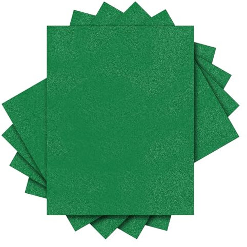 sourcing map 5PCS Glitter HTV Heat Transfer Vinyl Sheets, 12 x 10 Inch Green Glitter Iron on Vinyl for T-Shirts DIY Heat Vinyl Design Easy to Cut & Weed