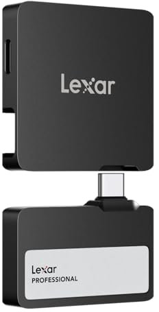 Lexar Professional Go Portable SSD with HUB 1TB, Ultra-Compact, Supports Apple ProRes, Up to 1050MB/s Read and 1000MB/s Write, USB 3.2 Gen 2, IP65 Dust and Water Resistant, for iPhone 15/16, Black
