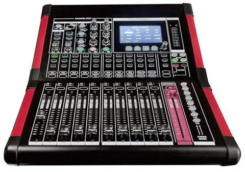 Console de mixage 12 canaux, 8 entrées micro, 3 entrées stéréo, entrée fibre numérique/carte son, lecteur MP3