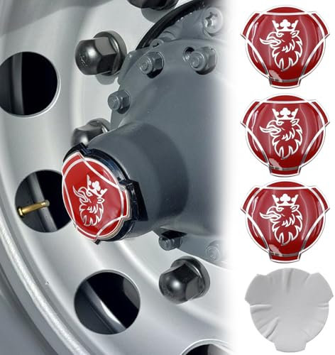 4 adesivi Griffin in alluminio per cerchioni di camion Scania, emblema adesivo (rosso e argento)