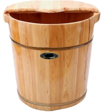 REIFOR Foot Bath Pedicure Bowl Wooden Barrel Foot Spa Wooden Barrel Wood Foot Bath Foot Bath Barrel Bucket Tub Foot Care With Cover Foot Bath Bowl Foot Basin