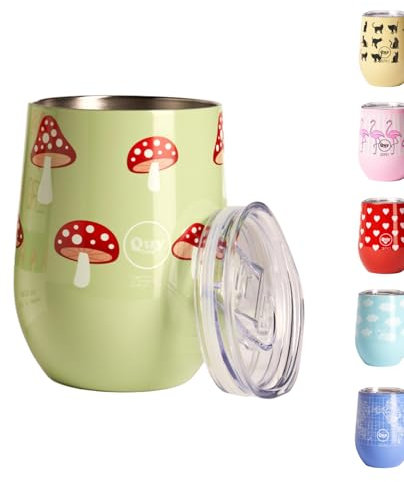 Tazza Termica in Acciaio Inossidabile con Tappo Termico - 300ml - Design Italiano Cup Thermo Fungo (Doppia Parete) Mantiene: 6 ore caldo e 12 ore freddo | Ideale per Tisane, Thè, Latte