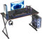 CubiCubi Gaming Tisch 100 x 50 cm, Gaming Schreibtisch, PC Tisch mit Kopfhörerhaken und Kohlefaserbeschichtung, Ergonomischer Computertisch, Metallgestell, Kohlefaser Schwarz