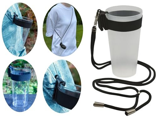 Generisch Becherhalter mit luxuriöser, verstellbarer Schlüsselkordel. Festival-Accessoire. Behalten Sie Ihren leeren Becher bei Festivals und Veranstaltungen bei sich.
