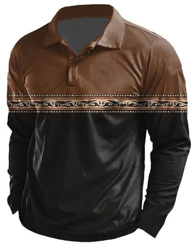 Mens Polo Shirts Long Sleeve Contrast Color Shirt Patchwork Tee Golf Tennis Tops Men's Activewear Shirts & Tees White t Shirt Mens Slim fit Amazon Clothes Men Shirt (Black, L)