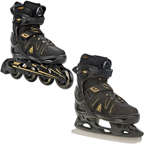 RAVEN Pulse 2in1 Schlittschuhe Inline Skates Inliner für Kinder und Erwachsene verstellbar (PRO Gold, 40-43 (25,5-28cm))