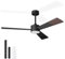 Noaton Ventilatore da Soffitto con Luce, Telecomando, LED Dimmerabile, 3 Temperature di Colore, 3 Pale Nero/Legno Scuro, Timer, con Motore DC, 6 Velocità, Ø132 cm, Silenzioso, Asta di Prolunga