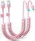 Coiled iphone Charger Cord Pink 2 Pack Coiled Lightning Cable for Car 3FT iphone Carplay USB Cable Pink Car Accessories Cute Lightning Charging Cord [MFi Certified] Short USB to Lightning Cable - pink