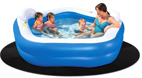 Lilyeriy Tapis de piscine rond 196 cm - Tapis de piscine - Protection du sol - Amovible - Isolation de protection - Réutilisable (noir)