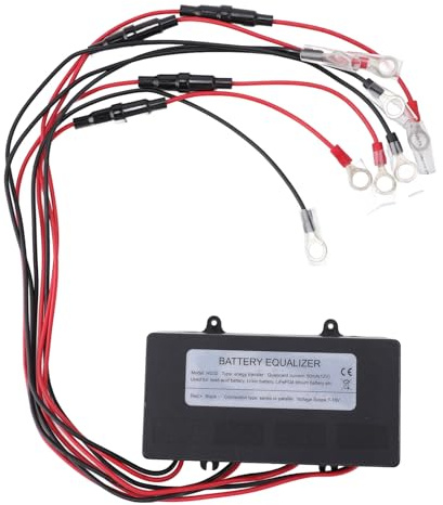 48V Battery Voltage Balancer, 4x12V LED Display with Reverse Polarity Prevention to Maintain Battery Health, Ideal for Car, Boat, Golf Carts, Motorcycles, Solar Energy Systems