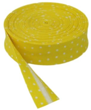 KIXZSAZ Baumwoll Schrägband, wunderschön verarbeitet mit vielseitigem Rand, gepunktetem und gestreiftem Schrägband, gelber Punkt