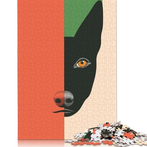 Dog Portrait in Color Blocks Puzzles 1000-teilige Schwer Puzzle Spielzeug Lernspiel Impossible Herausforderungsspielzeug Für Erwachsene Kinder 1000pcs (38x26cm)