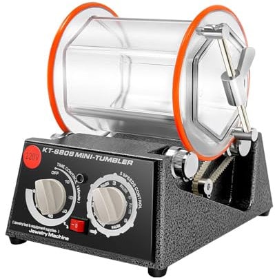 Poliertrommel Schmuck-Poliermaschine,Professionelle Poliermaschine für Schmuck & Münzen – 60W Motor, 5 Geschwindigkeiten (500-3000 U/min), Timer (0-60 Min), transparente Trommel – Ideal für Gold/Silbe
