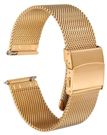 QUARKZMAN Edelstahl-Mesh-Uhrenarmband Breite Schnellwechsel-Metalluhrenarmband verstellbares Klappverschluss-Ersatzband für Männer und Frauen