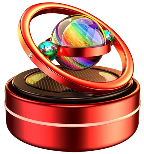 Car Air Purifier, Solar Rotating Aromatherapy Rotating Car Diffuser Dashboard Ornaments with 6 Aroma Tablet for Vehicle Home Office Women Men Red