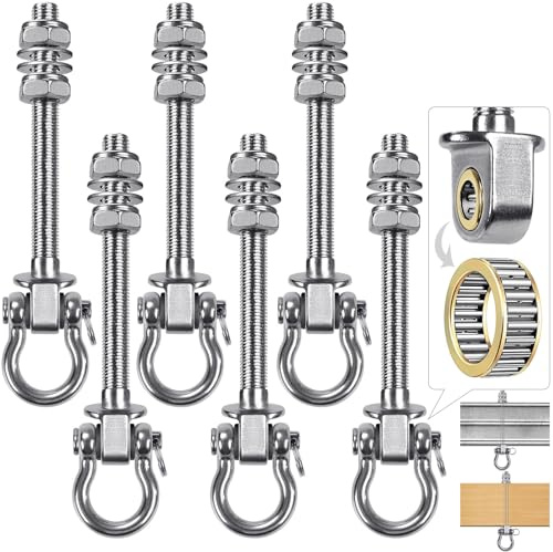 BeneLabel 6 cuscinetti per altalena, 175 mm, resistenti, ganci M10, viti a occhiello per sedia a sospensione, kit di staffe di montaggio per corda da yoga/cerchio aereo/sacco da boxe/sacco di sabbia