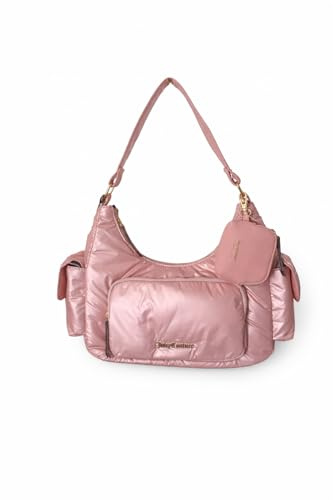 Juicy Couture Zeitlose Hobo-Schultertasche mit Reißverschlusstaschen und goldfarbenen Metallteilen (Pink Diamond)