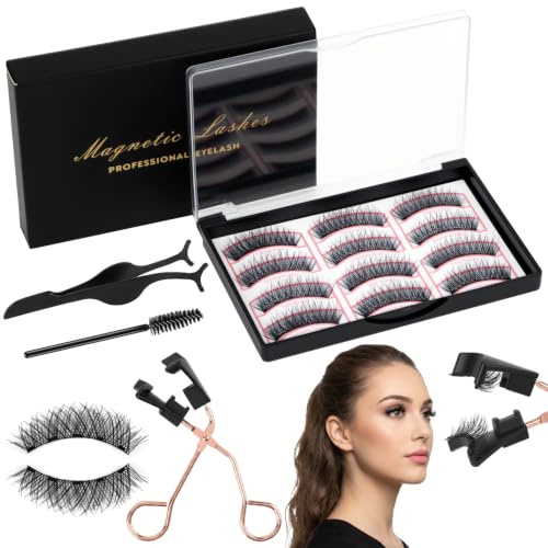 OWill 3 Paar Magnetische Wimpern Voluminös ohne Kleber für Damen | 12 Stück wiederverwendbare magnetische Wimpern mit Applikator, natürlicher Look für den Alltag und Partys