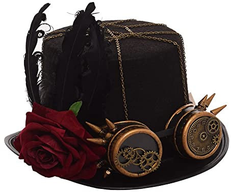 GRACEART Unisex Steampunk Hut Steampunk Zylinder Hut für Männer oder Frauen (DE/NL/SE/PL, Alphanumerisch, L, Style-13)