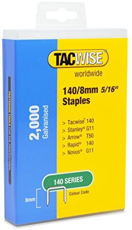 Tacwise 1417 Type 140 / 8 mm Heavy Duty Galvanised Staples, Pack of 2,000, Silver