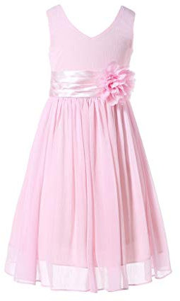 HAPPY ROSE Robe de Fille d'honneur Junior Robes de soirée de Bal Mousseline Blush Rose 14 Ans
