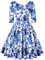 MINTLIMIT Women's Rockabilly Cocktail Dress Retro Swing 20s Vintage Dresses for Women 3/4 Sleeve Round Neck (Floral Khaki,Size M)