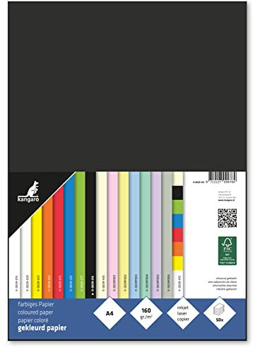 Papier Kangaro A4 160g schwarz Pack 50 Blatt, 29.7x21x1