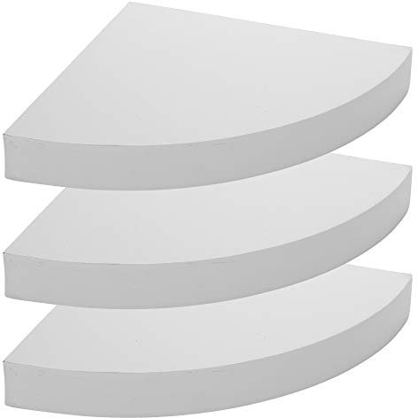 URBNLIVING 3 x Floating Wooden Wall Mounting Corner Shelf Display Unit (White)