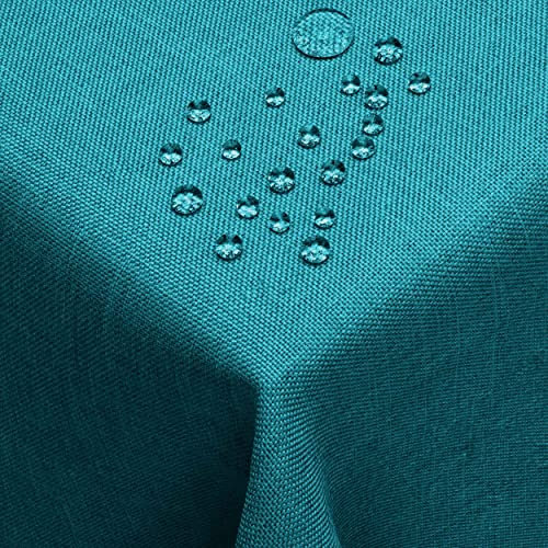 Leinen Optik Tischdecke Tischtuch Tafeldecke Leinendecke Eckig 110 x 140 cm Petrol Türkis Abwaschbar Wasserabweisend Pflegeleicht