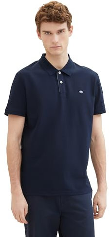 TOM TAILOR Polo Basic Piqué, Uomo, Blu (Sky Captain Blue 10668), M