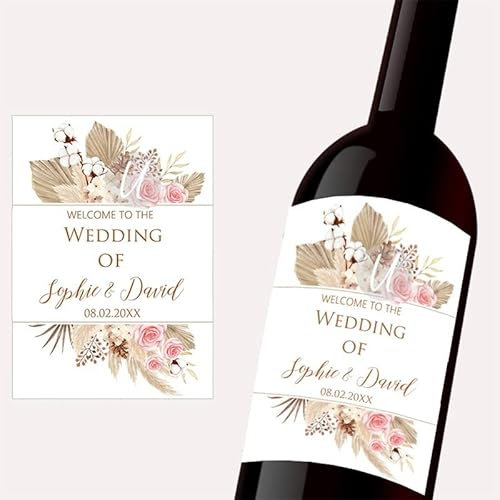 guf - Etiquetas personalizadas para botellas de vino de boda, compromiso, bautismo y bautismo (C)