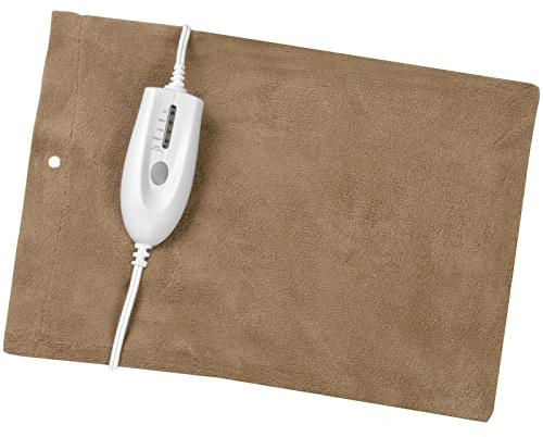 HealthWise Deluxe 12” x 15” Heating Pad with Moist & Dry Heat | Four-Heat Settings | Soothing Warm Relief, Brown (59-310)
