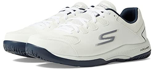 Skechers Men's Viper Court Pickleball Trainers, White Synthetic/Mesh/Navy Trim, 10.5 UK
