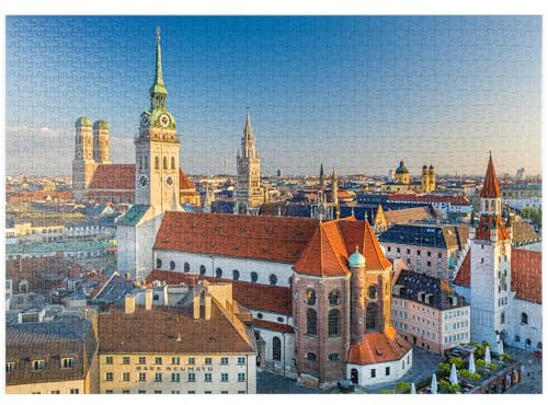 MyPuzzle Altstadt mit der Kirche Alter Peter, Frauenkirche und Rathaus - München - Premium 1000 Teile Puzzle - MyPuzzle Sonderkollektion von Puzzle Galaxy