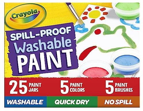 Crayola Spill Proof Paint Set (25ct), Washable Paint for Kids, Kids Craft Supplies, Holiday Gift for Toddlers & Kids, Nontoxic, 3+