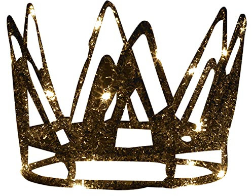 URBNLIVING Christmas Tree Ornaments Hanging Light up LED Crown Decor Holiday Festive Fun (Gold)