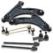 BESTPRICE 2x Querlenker Vorderachse vorne unten links & rechts, 2x Koppelstange vorne, 2x Spurstangenkopf, 2x Spurstange/Axialgelenk vorne Kompatibel mit OPEL MERIVA A (X03)