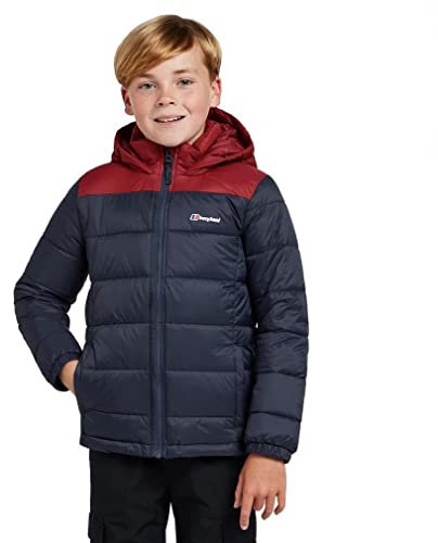 Berghaus Kids' Burham Insulated Jacket with Grown on Hood & 2 Pockets, Lightweight & Water Repellent, Winter Puffer Coat for Boys and Girls (UK, Age, 13 Years, Regular, Navy)