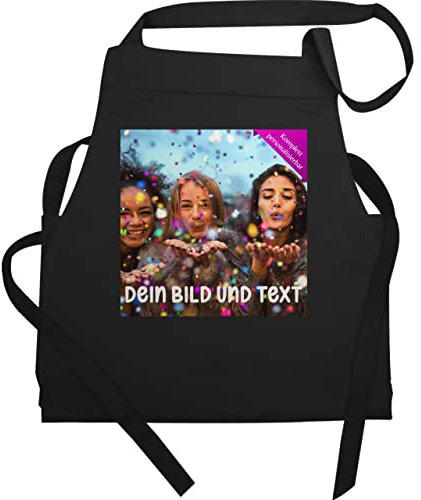 Schürze - Foto Text Erwachsene - Fotogeschenk I Geschenk Bild personalisiert I Geschenk mit Bild I Custom Photo - 60x87 - Schwarz - personalisierte kochschürze schürzen+selbst+gestalten